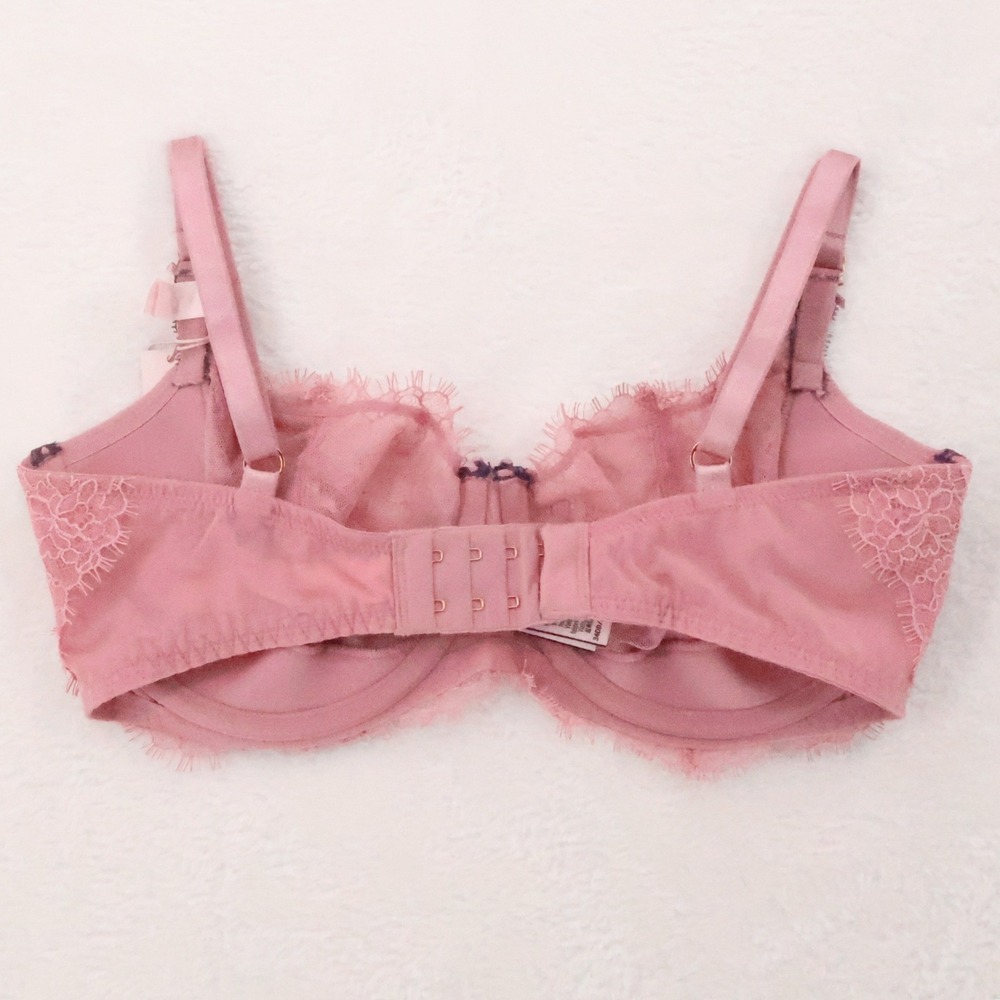 Victorias Secret Dream Angels Unlined Lace Bra Size 34DD Pink Floral Underwire - Picture 7 of 12